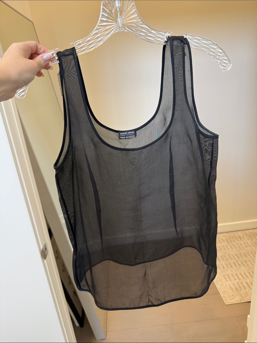 Vintage Giorgio Armani Black Sheer Tank